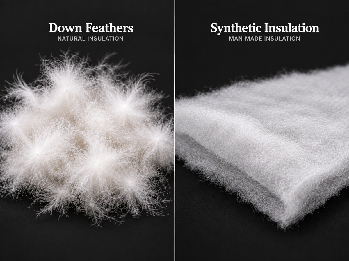 down feathers vs synthetic insulation